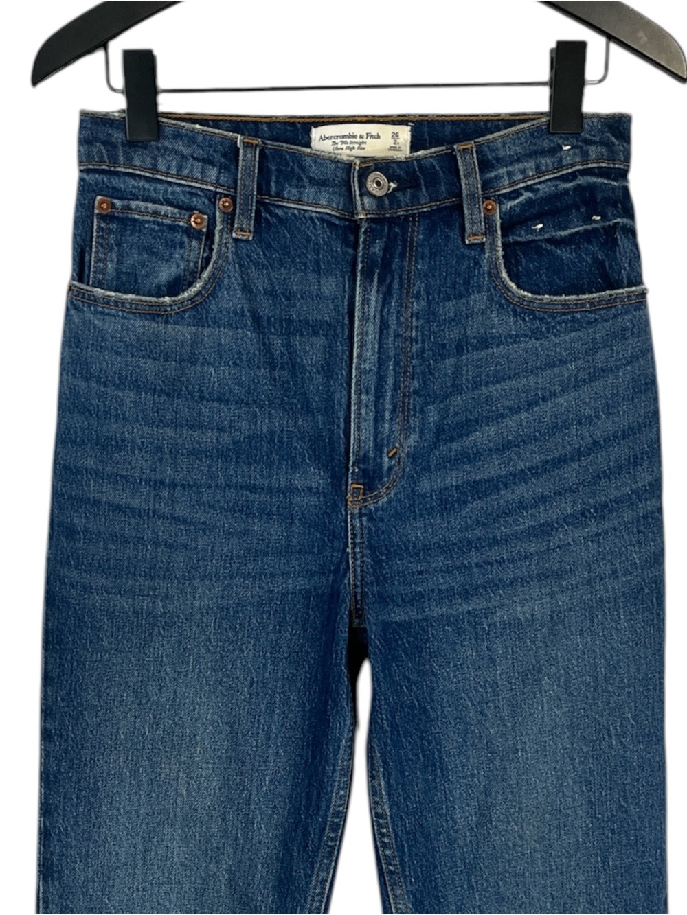 Abercrombie & Fitch Ultra High Rise 90s Straight Jean size 26 in Dark Wash - Picture 3 of 7